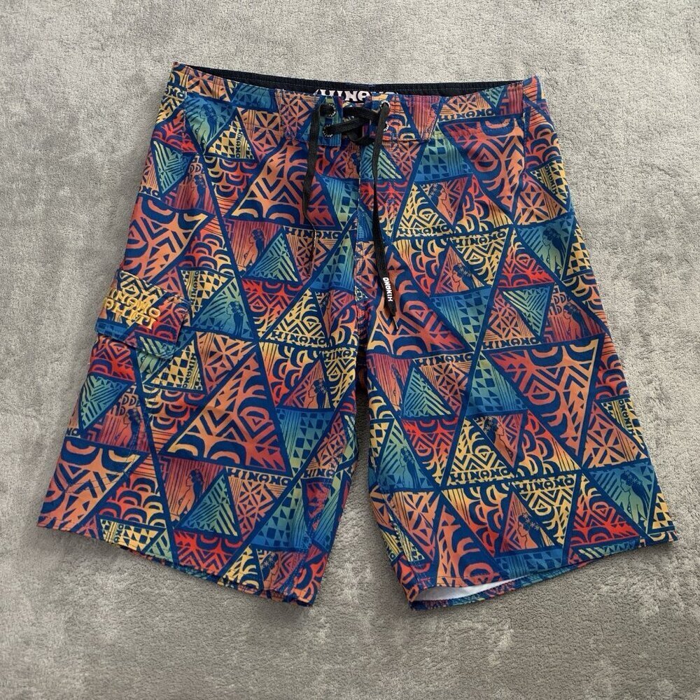 Hinano Tahiti Board Shorts Men's 32x10” Geometric All Over Graphic Print Swim